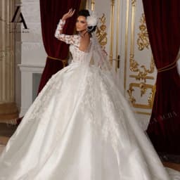 LelaAcra Ball Gown Wedding Dress 2026 Sweetheart Long Sleeve Satin Court Train Princess Bride SF65 Plus Size Vestido De Noiva
