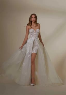 Short Wedding Dress Summer Wedding Gown for Women 2 Pcs Bridal Dress with Detachable Train Off Shoulder Bridal Gown