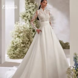 Customized Lace Appliques Wedding Dresses High Collar Long Sleeves A-Line Bridal Gowns Party Dress Vestidods De Novia