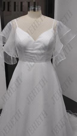 JEHETH Simplism Organza Wedding Dress With Batwing Sleeves A-line Elegant Bridal Gowns Backless Boho vestido de noiva Customized