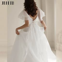 JEHETH Simplism Organza Wedding Dress With Batwing Sleeves A-line Elegant Bridal Gowns Backless Boho vestido de noiva Customized