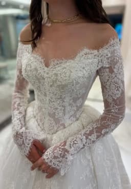 Lace Wedding Dress Vestido De Novia Manga Larga Elegante Ball Gown Vintage Minimalista Alta Costura Boda Civil Customized