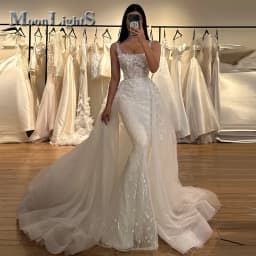 Moonlight Opulent Wedding Dresses for Mariages Appliques Suqare Collar Mermaid Spaghetti Straps Lace up Suknia Slubna Customized