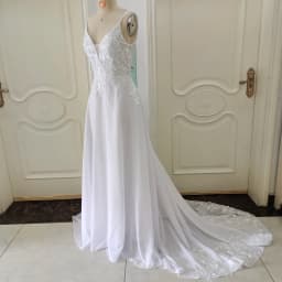 Customized ZJ6032 Chiffon Wedding Dresses for Women 2025 Summer New Sleeveless Bridal Gowns with Lace New Court Train