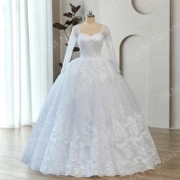 Real Photo 2027 New Bead Crystal White Long Sleeve Lace Bottom Vintage Wedding Dresses For Brides Plus Size Maxi Beautiful Dress