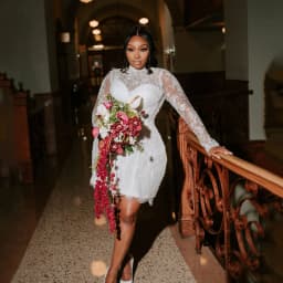 Civil Wedding Dress High Neck Full Lace Long Sleeve Applique Corset Mini Bride Gown Plus Size Short After Party Dress Customized