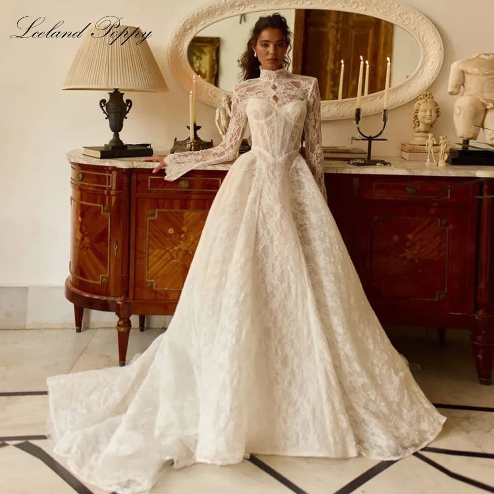 Lceland Poppy Customized Strapless A Line Lace Wedding Dresses Floor Length Illusion Bridal Gowns with Lace Jacket