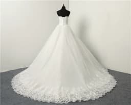 Cheap Fashion Simple Classic Ball Gown ivory Wedding Dress Lace Up Sweet Strapless Sleeveless vestido de noiva lace Appliques