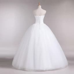 Cheap Fashion Simple Classic Ball Gown ivory Wedding Dress Lace Up Sweet Strapless Sleeveless vestido de noiva lace Appliques