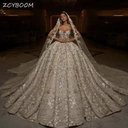 Customized Sequin Flowers Appliques Beaded Wedding Dresses 2026 Sleeveless Sweetheart Court Train Tulle Bridal Gowns For Women