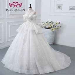 Customized Detechable Necklace Europe Luxury Wedding Dresses 2026 Ivory And Champage Gilter Tulle Bride Dress Women WX0371