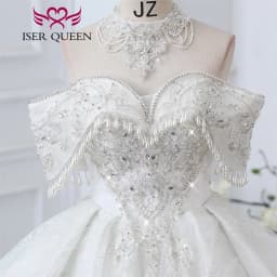 Customized Detechable Necklace Europe Luxury Wedding Dresses 2026 Ivory And Champage Gilter Tulle Bride Dress Women WX0371