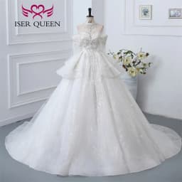Customized Detechable Necklace Europe Luxury Wedding Dresses 2026 Ivory And Champage Gilter Tulle Bride Dress Women WX0371