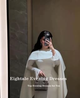 Eightale Muslim Wedding Dress O-Neck Satin Customized White Ivory Mermaid Shawl Arabic Bridal Gown Long Sleeves Vestido De Noiva