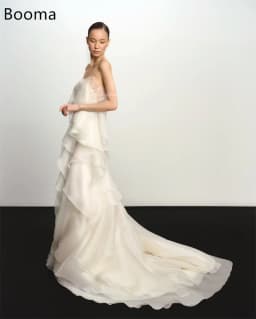 Booma Mermaid One Shoulder Simple Organza Wedding Dresses Sleeveless Pleat Brides Gown Custom Made 2025