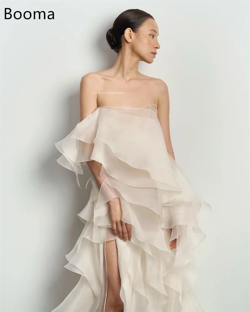 Booma Mermaid One Shoulder Simple Organza Wedding Dresses Sleeveless Pleat Brides Gown Custom Made 2025