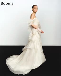 Booma Mermaid One Shoulder Simple Organza Wedding Dresses Sleeveless Pleat Brides Gown Custom Made 2025