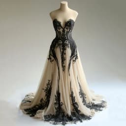 Champagne Wedding Dress with Black Applique Customized Sweetheart Sleeveless Sweep Train Backless Corset Bridal Gowns