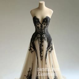Champagne Wedding Dress with Black Applique Customized Sweetheart Sleeveless Sweep Train Backless Corset Bridal Gowns