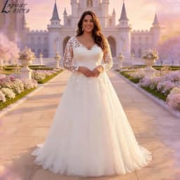 Tulle Appliques Wedding Dresses Women Long Sleeves A-line V-neck Plus Size Princess Bride Gowns 2026 vestido de novia Customized