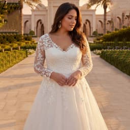 Tulle Appliques Wedding Dresses Women Long Sleeves A-line V-neck Plus Size Princess Bride Gowns 2026 vestido de novia Customized
