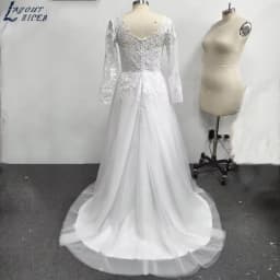 Tulle Appliques Wedding Dresses Women Long Sleeves A-line V-neck Plus Size Princess Bride Gowns 2026 vestido de novia Customized