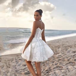 Lace Corset Mini Wedding Dresses For Woman Bridal A-LINE Strapless Sleeveless Appliques Backless Vestido De Novia Customized