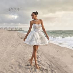 Lace Corset Mini Wedding Dresses For Woman Bridal A-LINE Strapless Sleeveless Appliques Backless Vestido De Novia Customized