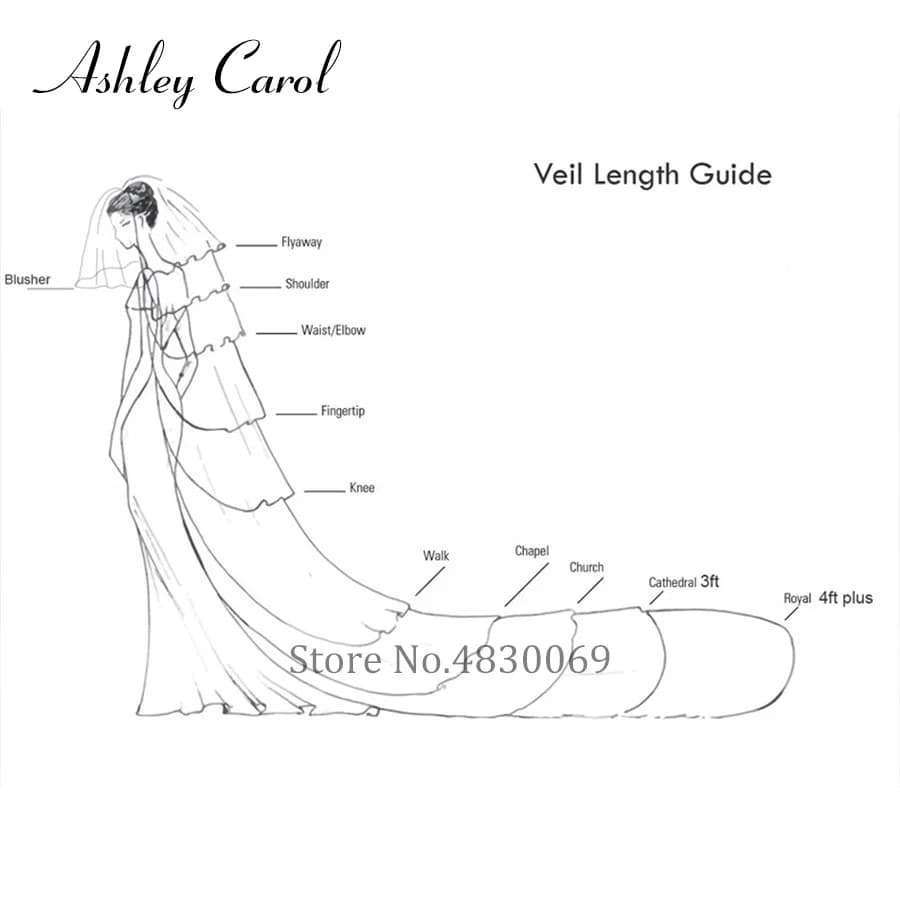 Ashley Carol Customized Wedding Veils With Comb Lace custom made length Cathedral Wedding Veil Wedding Accessories