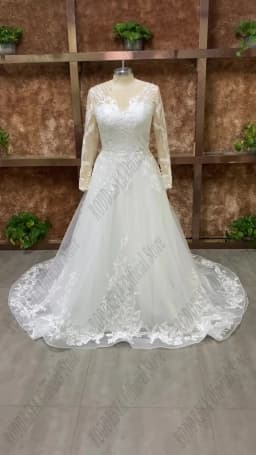 RODDRSYA Elegant O-Neck Wedding Dress Lace Up A-Line Applique Tulle Long Sleeves Beach Bride Gowns vestidos de novia Customized