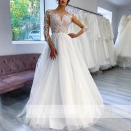 Boho Wedding Dress Long Sleeve Bride Dress Plus Size Robe De Mariee Lace A Line Wedding Bridal Gown customized