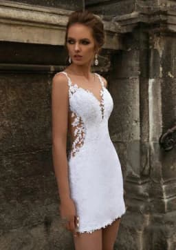 Modern Short Mermaid Wedding Dress with Detachable Train Three Pieces 3 in 1 Lace Applique Sheer Neck Backless Bridal Gowns 2025