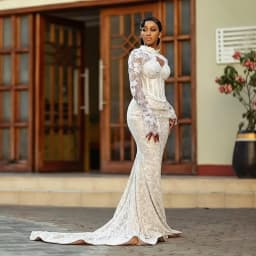 Luxurious Wedding Dresses High Neck Long Sleeve Africa Lace Bride Dress Beading Mermaid Bridal Gown Vestido De Novia Customized