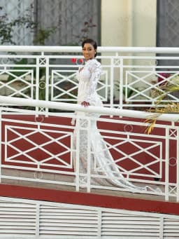 Luxurious Wedding Dresses High Neck Long Sleeve Africa Lace Bride Dress Beading Mermaid Bridal Gown Vestido De Novia Customized