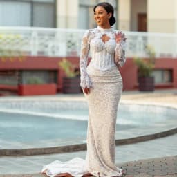 Luxurious Wedding Dresses High Neck Long Sleeve Africa Lace Bride Dress Beading Mermaid Bridal Gown Vestido De Novia Customized