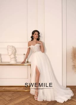 SWEMILE Fancy Slit 2026 Wedding Dresses A-line Off the Shoulder Bridal Gown Appliques Vestidos De Novia Plus Size Customized