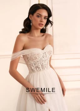 SWEMILE Fancy Slit 2026 Wedding Dresses A-line Off the Shoulder Bridal Gown Appliques Vestidos De Novia Plus Size Customized