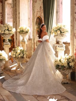 New Arrival Silver Crystal Wedding Dress Dreamy Floor-length Mermaid Bridal Gown Customized Off Shoulder Dresses For Bride