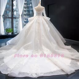 Long Sleeve Beading Appliques Lace Gorgeous Ball Gown Wedding Dress Real Photos Vestido De Noiva Princesa
