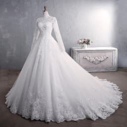 Customized Ball Gown Women Wedding Dresses High Neck Long Sleeves Appliques Bridal Gowns Formal Vestido De Noiva robe de mariée