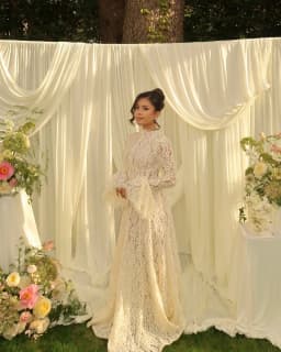Vintage Long Bare Sleeves High Neck Lace Bridal Grown Wedding Dresses Custom Made 2026 Vestido De Noival
