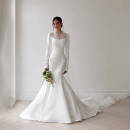 Elegant V-Neck Satin Wedding Dresses Bridal Long Sleeve Sweep Train Zipper Back Mermaid Bridal Gown свадебное платье Customized