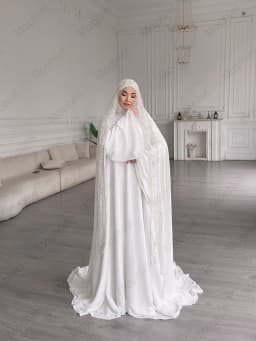 Muslim Weddings Dresses Hijab High Neck Long Flare Sleeve Chiffon Bride Dress Appliques Beaded A Line Bridal Gown Customized