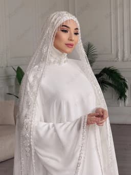 Muslim Weddings Dresses Hijab High Neck Long Flare Sleeve Chiffon Bride Dress Appliques Beaded A Line Bridal Gown Customized