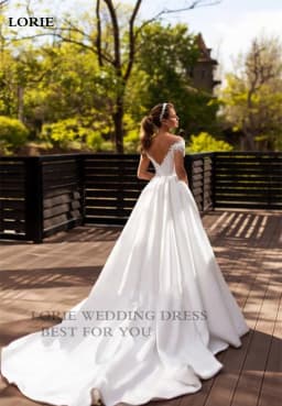LORIE Princess Wedding Dress A Line Beaded Lace Appliques Bride Dresses Illusion Back Party Dress Long Train Wedding Gowns