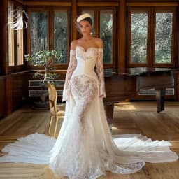 VeraNova Customized Luxury Mermaid Lace Wedding Dresses Off Shoulder Detachable Train Woman Bridal Gowns vestidos de noiva