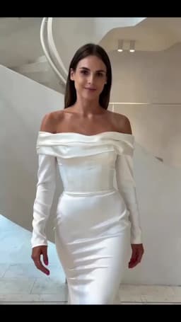 Customized Simple Satin Mermaid Long Wedding Dress Sexy Off Shoulder Formal Pleat Boat Neck Vintage BacklessZipper Bridal Growns