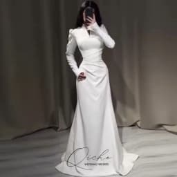 QICHE Modest Muslim Wedding Dresses High Collar Long Sleeves Bridal Gown Customized Saudi Dubai Modest Bride's Dresses 2026