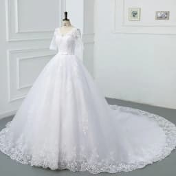 Luxury Full Sleeve Wedding Dress White New Sexy V-neck Bride Dress With Train Ball Gown Princess Classic Wedding Gown Customized