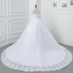 Luxury Full Sleeve Wedding Dress White New Sexy V-neck Bride Dress With Train Ball Gown Princess Classic Wedding Gown Customized